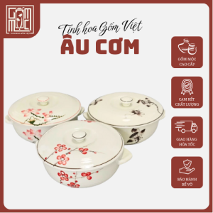 Âu Cơm Gốm Sứ Bát Tràng Thố Sứ Đựng Cơm Họa Tiết Vẽ Tay