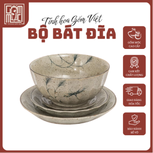 Bộ Bát Đĩa Gốm Mộc Vẽ Chuồn Chuồn – Đơn Giản Mà Tinh Tế, Dùng Mỗi Ngày Vẫn Thấy Đẹp