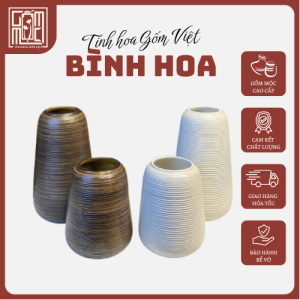 Bình cắm hoa gốm sứ Bát Tràng men lì vân ganh nổi trang trí phòng khách đẹp Gốm Mộc