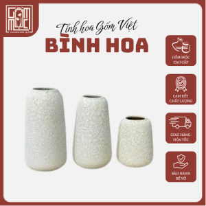 Bình Gốm Bát Tràng Men Sôi Atlantis Trắng