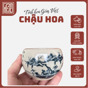 Chậu tròn bonsai mini gốm bát tràng