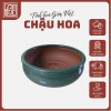 Chậu tròn miệng 30cm cao 14cm men xanh hỏa biến gốm Bát Tràng